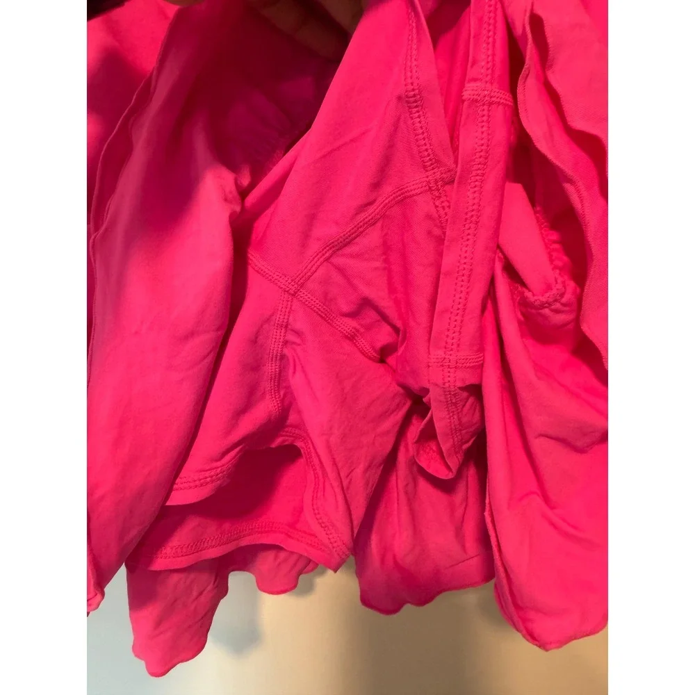Lilly Pulitzer Luxletic Emalee Meryl Nylon Skort Pink UPF 50 Ruffle Large 29516
